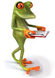 Grenouille lisant un livre